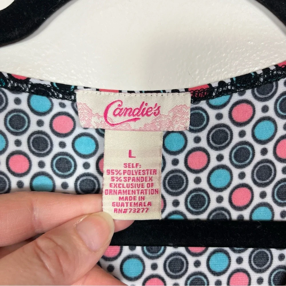 Y2k‎ Candies Ruched Babydoll Polka Dot Top Large Twee Preppy